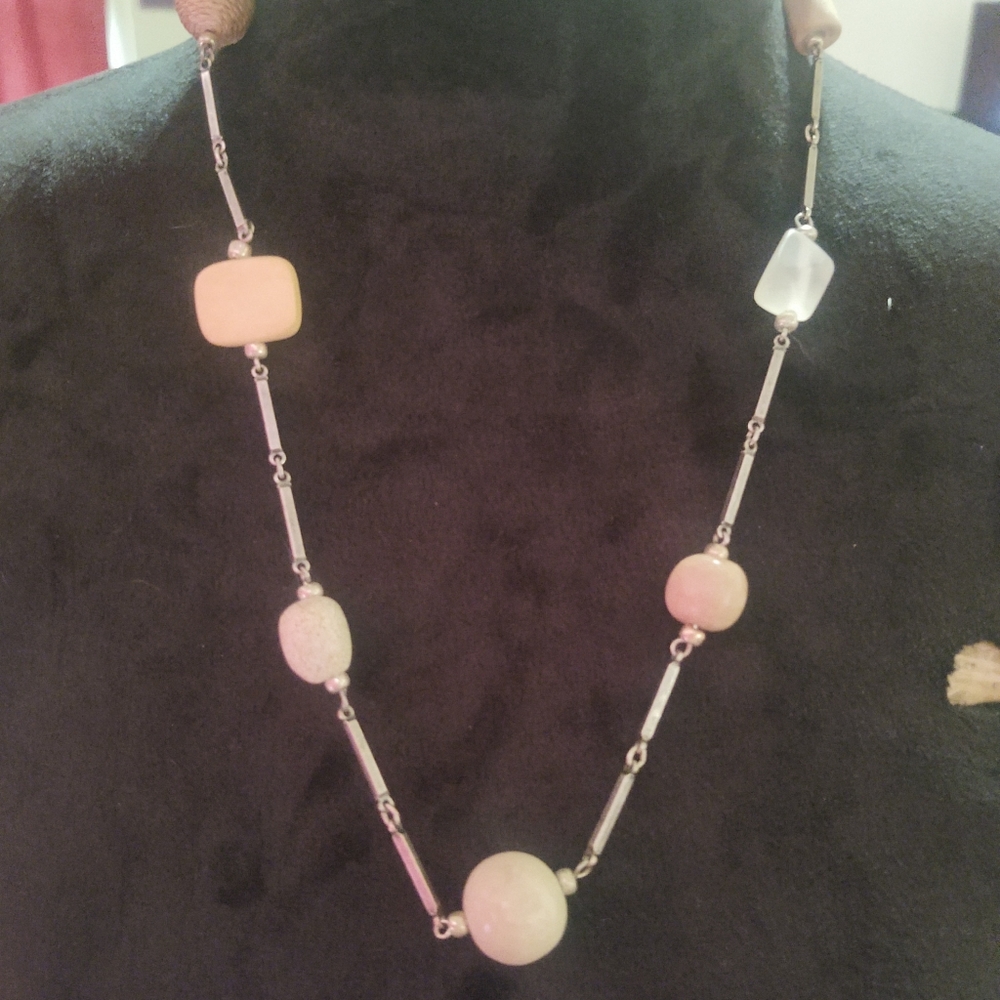 Tan and silver necklace 24 inches